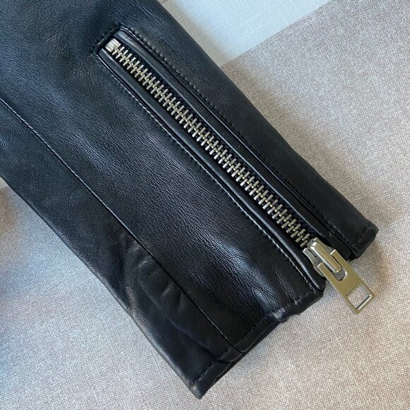 AllSaints Balfern Black Biker Cropped Belted Leather Jacket $528 New Sz 6 - Picture 9 of 16